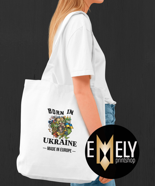 BORN IN UKRAINE – MADE IN EUROPE | Ukrainian Pride Tote Bag